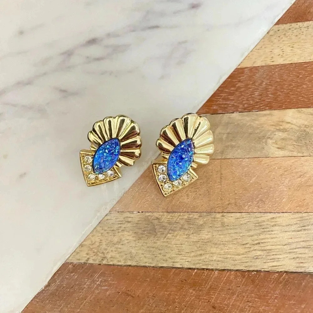 Vintage - Sarah Coventry 1980 Signed Earrings Gold Tone
